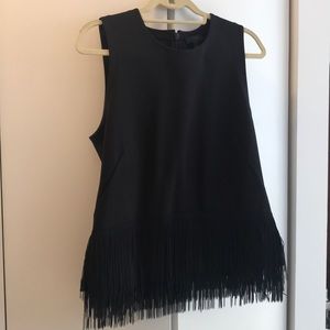 J Crew Black Tank with Fringe